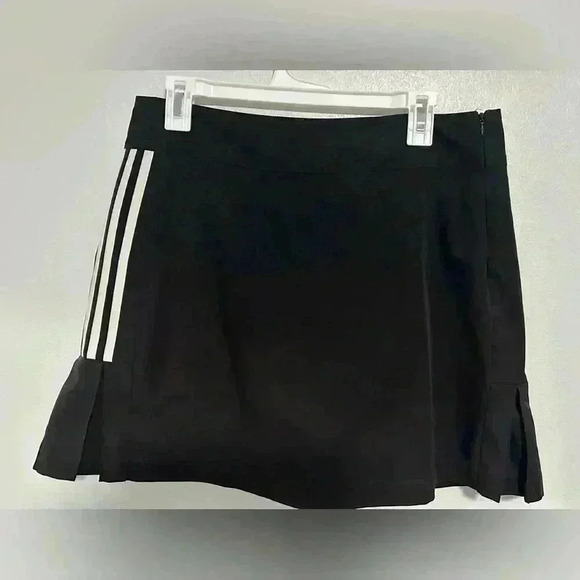 Adidas Climacool Tennis Golf Skirt Black Iconic Classic White Stripes Size 8 - Picture 1 of 5